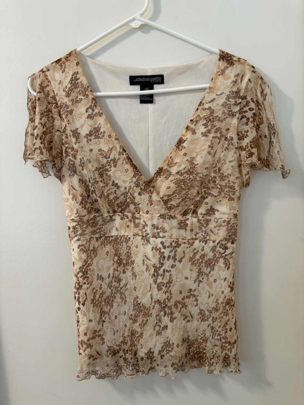 Y2K BabyDoll Cream Silk Fairy Blouse by Jonathan Martin Sz M
